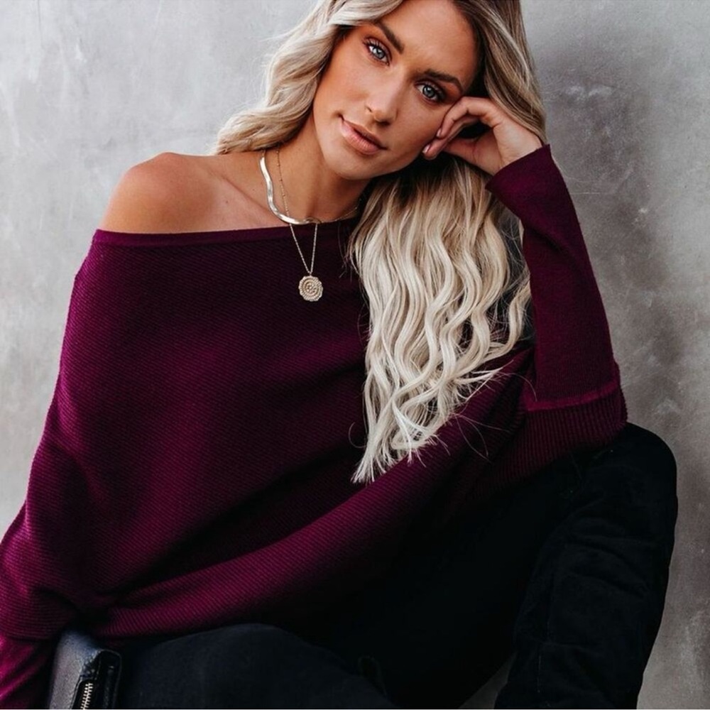 Vici Plum Off-Shoulder Sweater